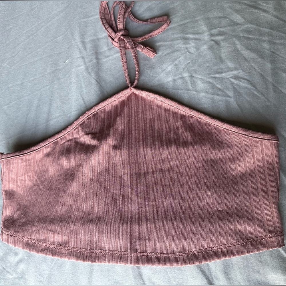 XS Dusty Pink Maternity Rib Knit Halter Top & Pencil Skirt Set